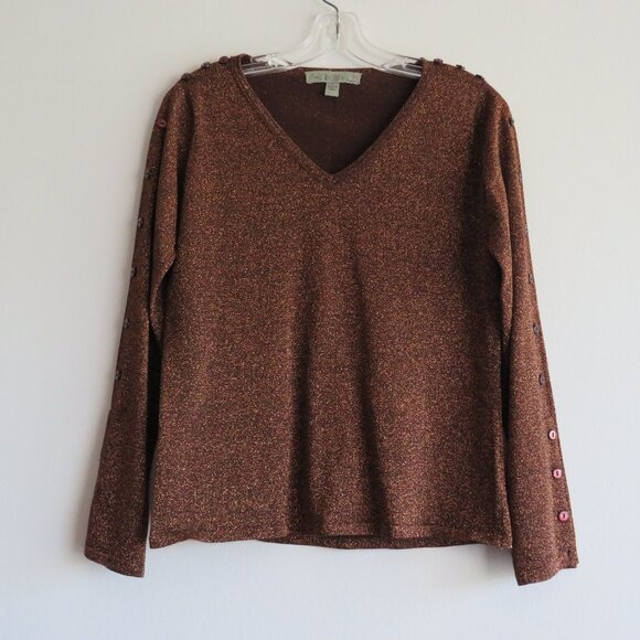 One Girl Who… The Universe Women's Brown Metallic Sweater L - Picture 1 of 12